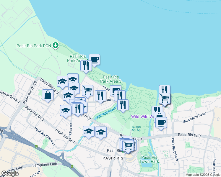 map of restaurants, bars, coffee shops, grocery stores, and more near in Singapore