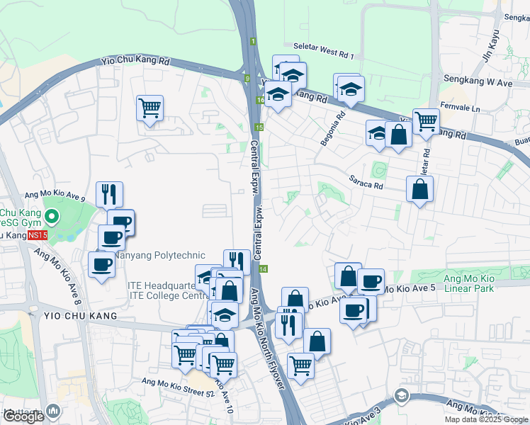 map of restaurants, bars, coffee shops, grocery stores, and more near in Singapore