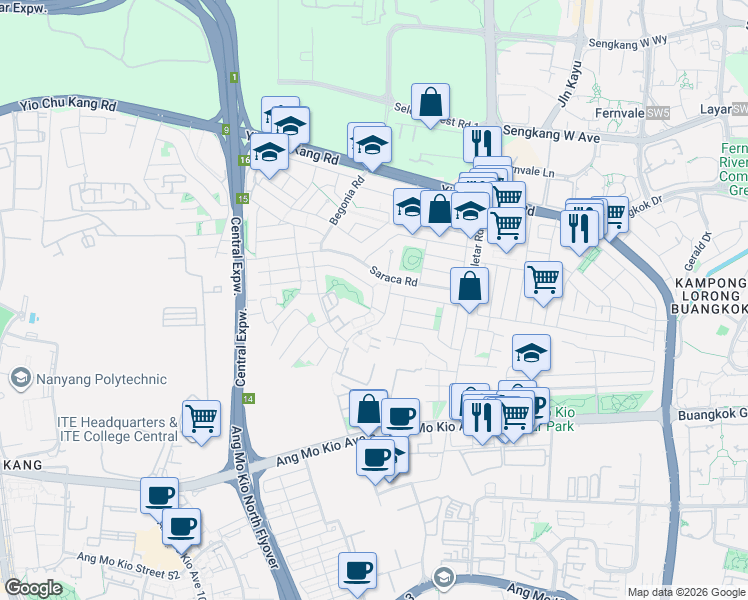 map of restaurants, bars, coffee shops, grocery stores, and more near in Singapore