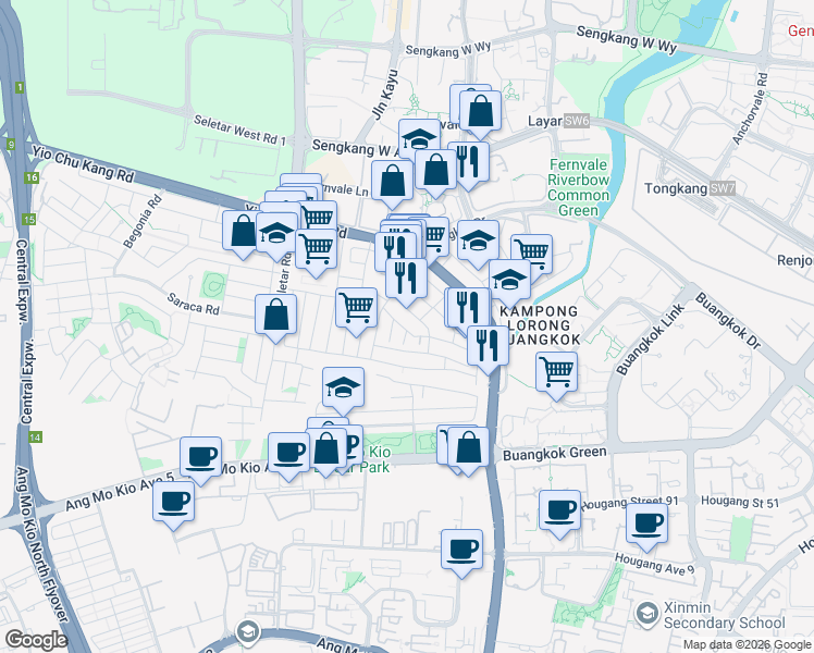 map of restaurants, bars, coffee shops, grocery stores, and more near in Singapore