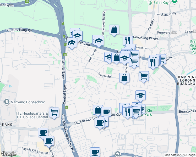 map of restaurants, bars, coffee shops, grocery stores, and more near in Singapore