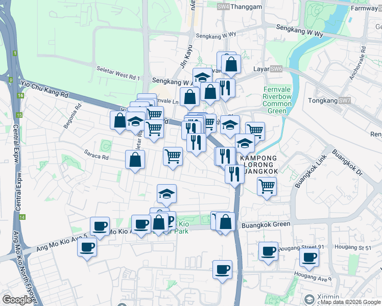 map of restaurants, bars, coffee shops, grocery stores, and more near in Singapore