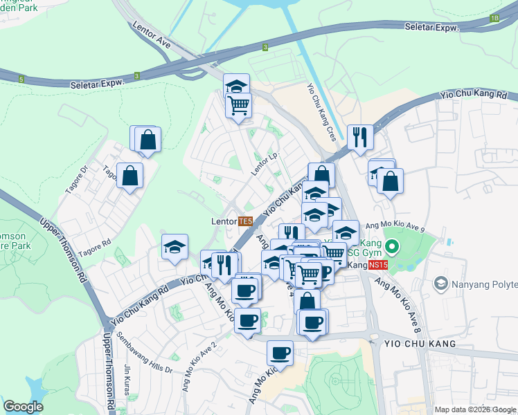 map of restaurants, bars, coffee shops, grocery stores, and more near in Singapore