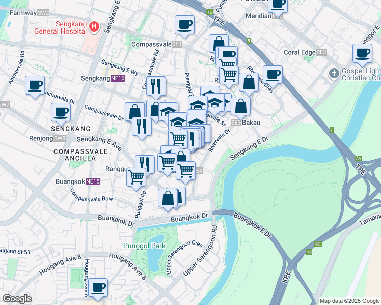map of restaurants, bars, coffee shops, grocery stores, and more near in Singapore