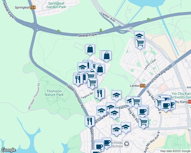 map of restaurants, bars, coffee shops, grocery stores, and more near in Singapore