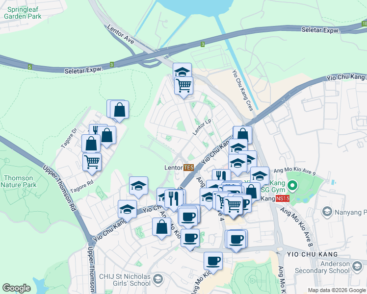 map of restaurants, bars, coffee shops, grocery stores, and more near in Singapore