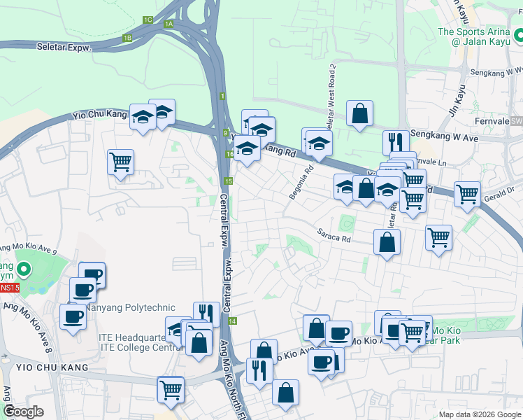 map of restaurants, bars, coffee shops, grocery stores, and more near in Singapore