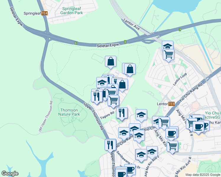 map of restaurants, bars, coffee shops, grocery stores, and more near in Singapore
