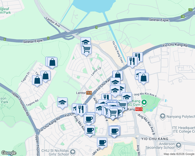 map of restaurants, bars, coffee shops, grocery stores, and more near in Singapore