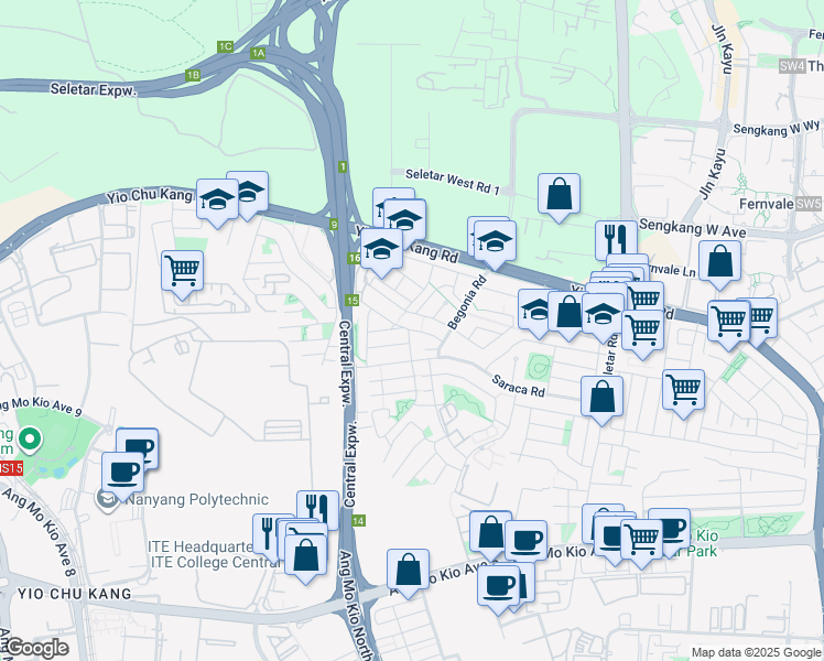map of restaurants, bars, coffee shops, grocery stores, and more near in Singapore