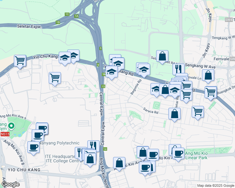 map of restaurants, bars, coffee shops, grocery stores, and more near in Singapore