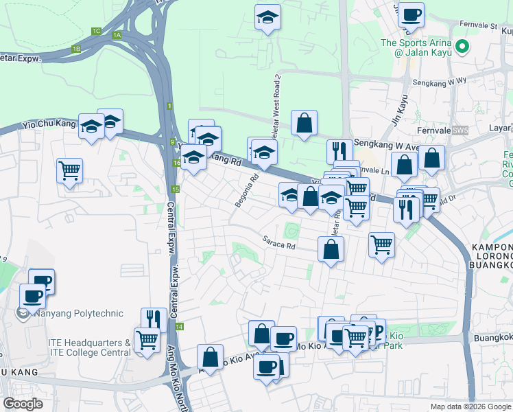 map of restaurants, bars, coffee shops, grocery stores, and more near in Singapore