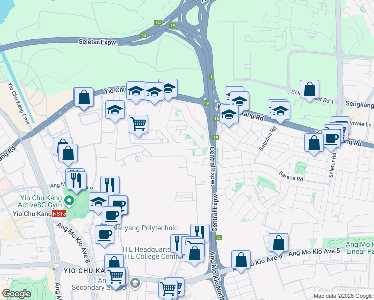 map of restaurants, bars, coffee shops, grocery stores, and more near in Singapore