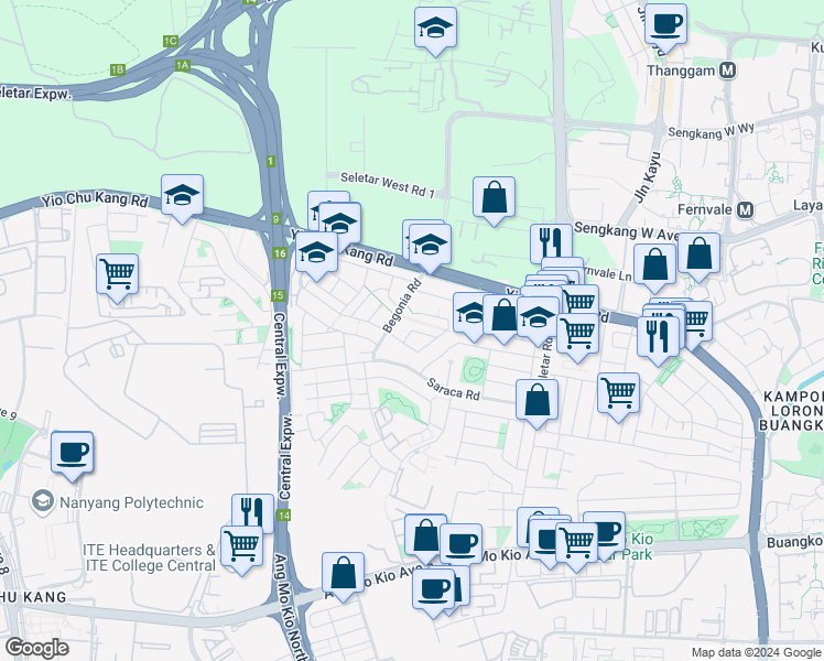 map of restaurants, bars, coffee shops, grocery stores, and more near in Singapore