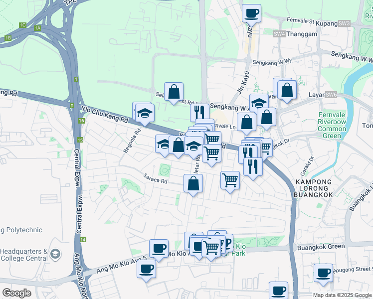 map of restaurants, bars, coffee shops, grocery stores, and more near in Singapore
