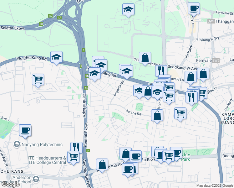 map of restaurants, bars, coffee shops, grocery stores, and more near in Singapore