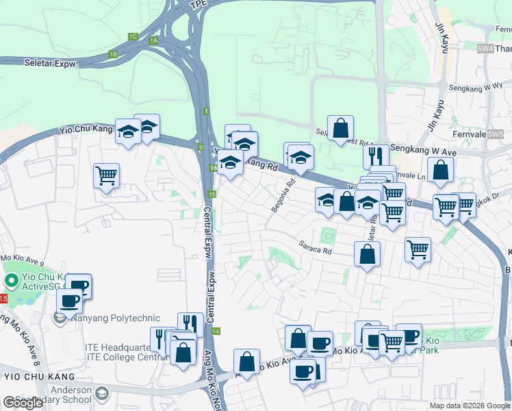 map of restaurants, bars, coffee shops, grocery stores, and more near in Singapore