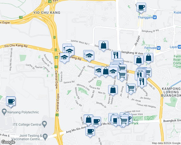 map of restaurants, bars, coffee shops, grocery stores, and more near in Singapore