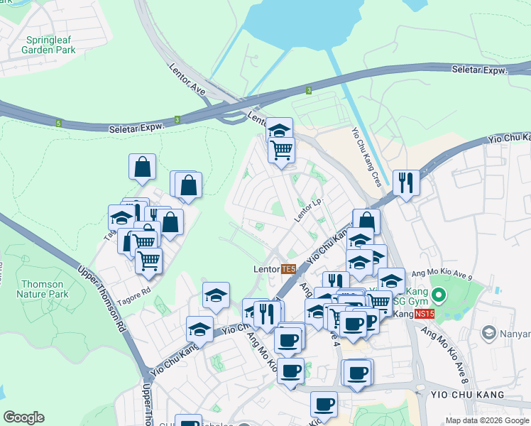 map of restaurants, bars, coffee shops, grocery stores, and more near in Singapore