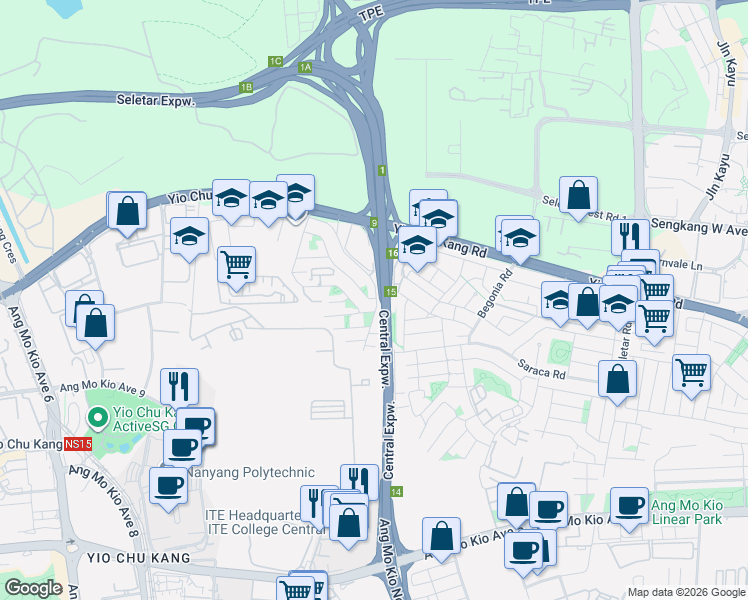 map of restaurants, bars, coffee shops, grocery stores, and more near in Singapore