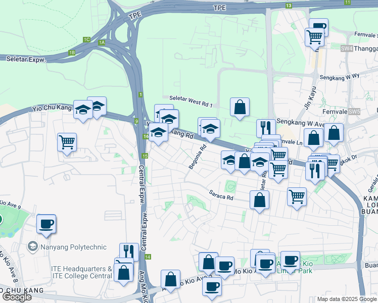 map of restaurants, bars, coffee shops, grocery stores, and more near in Singapore