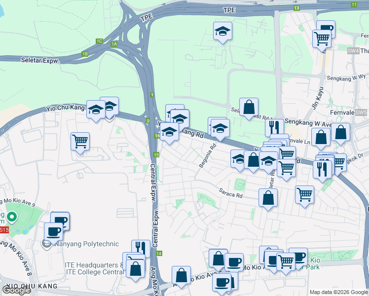 map of restaurants, bars, coffee shops, grocery stores, and more near in Singapore