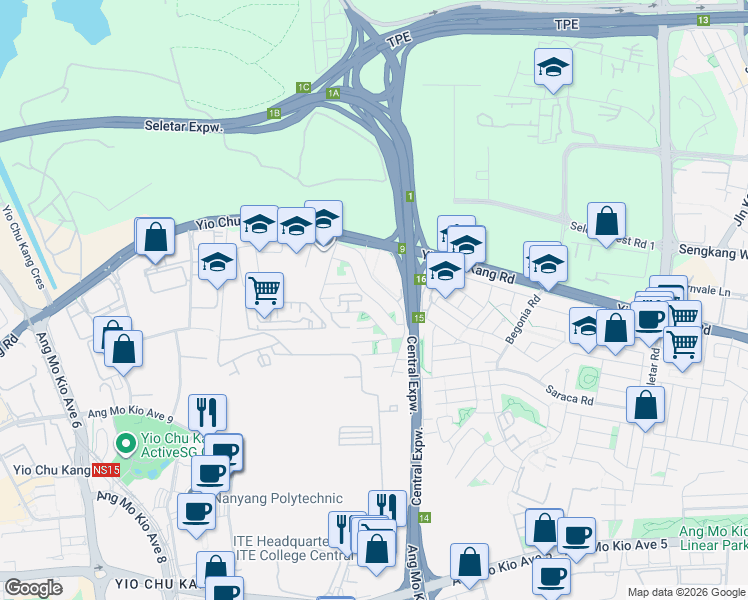 map of restaurants, bars, coffee shops, grocery stores, and more near in Singapore