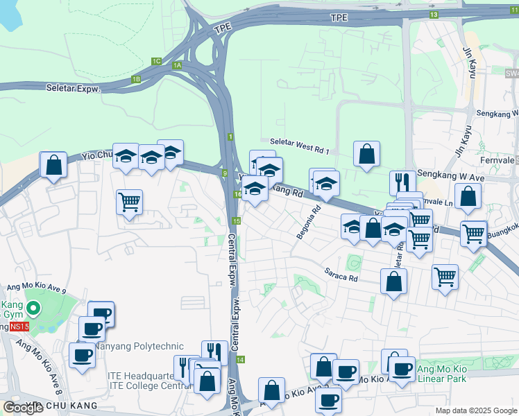 map of restaurants, bars, coffee shops, grocery stores, and more near in Singapore