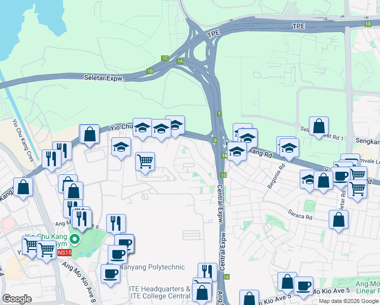map of restaurants, bars, coffee shops, grocery stores, and more near in Singapore