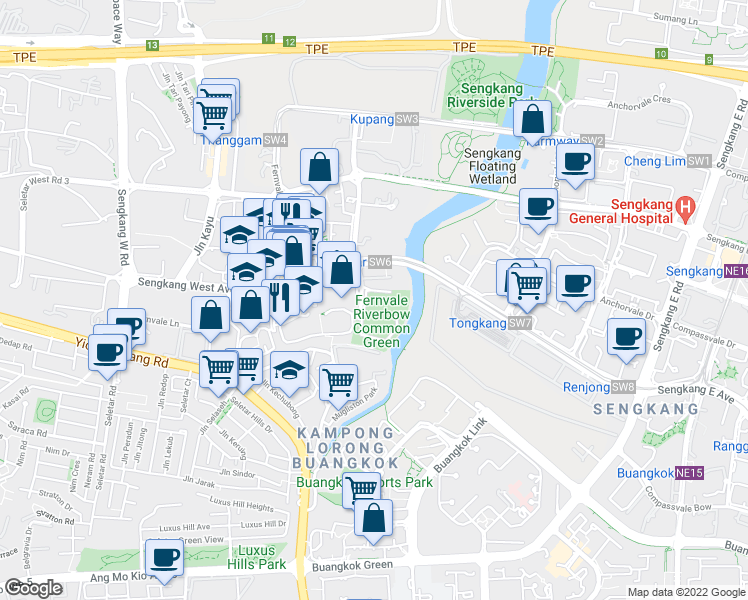 map of restaurants, bars, coffee shops, grocery stores, and more near in Singapore