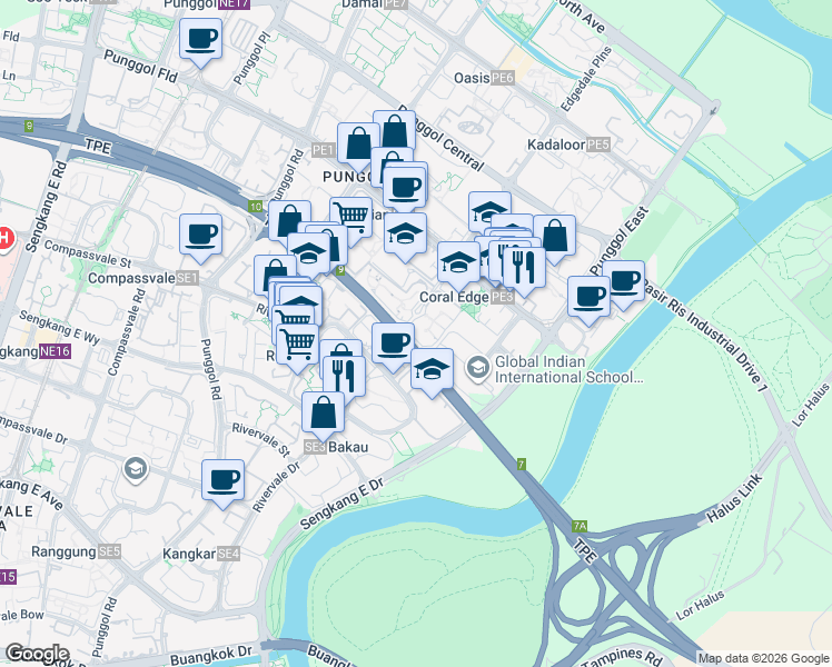map of restaurants, bars, coffee shops, grocery stores, and more near in Singapore