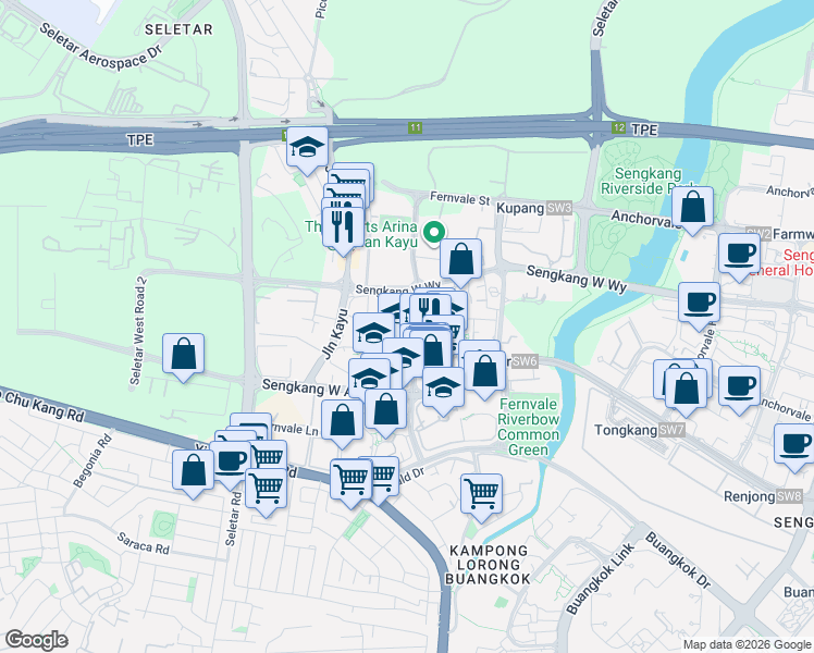 map of restaurants, bars, coffee shops, grocery stores, and more near in Singapore