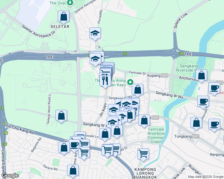 map of restaurants, bars, coffee shops, grocery stores, and more near in Singapore