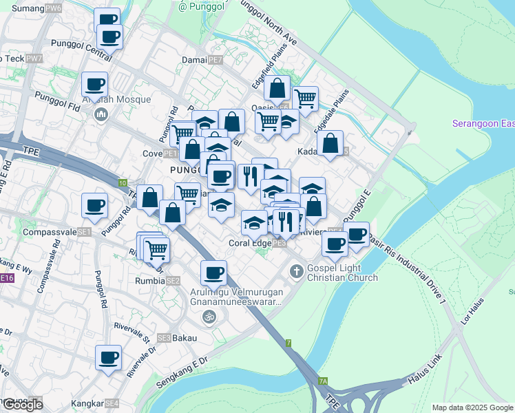 map of restaurants, bars, coffee shops, grocery stores, and more near in Singapore