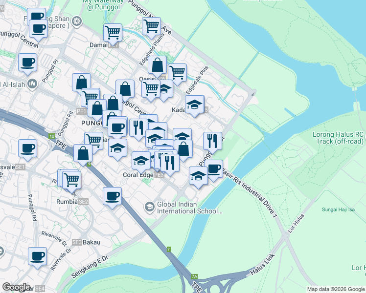 map of restaurants, bars, coffee shops, grocery stores, and more near in Singapore