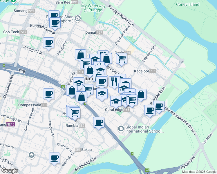 map of restaurants, bars, coffee shops, grocery stores, and more near in Singapore