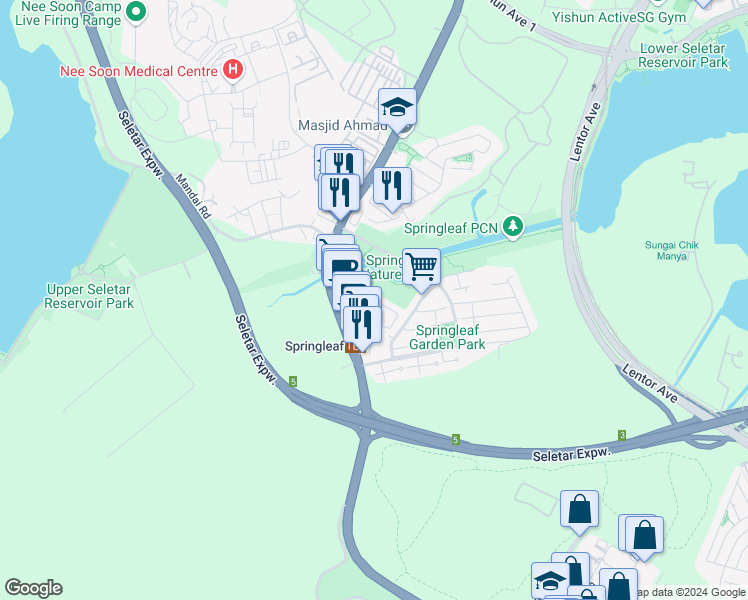 map of restaurants, bars, coffee shops, grocery stores, and more near in Singapore