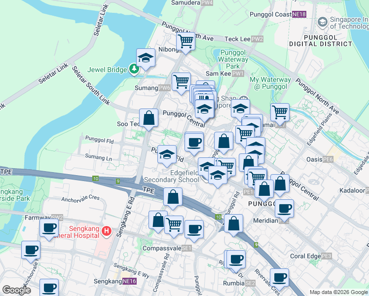 map of restaurants, bars, coffee shops, grocery stores, and more near in Singapore
