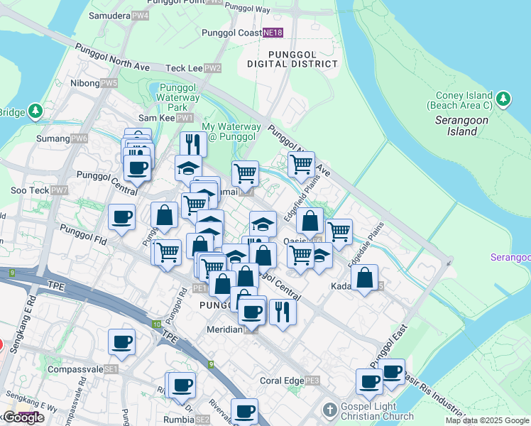 map of restaurants, bars, coffee shops, grocery stores, and more near in Singapore