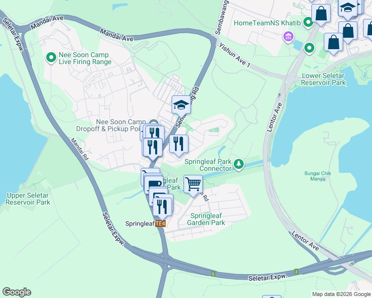 map of restaurants, bars, coffee shops, grocery stores, and more near in Singapore