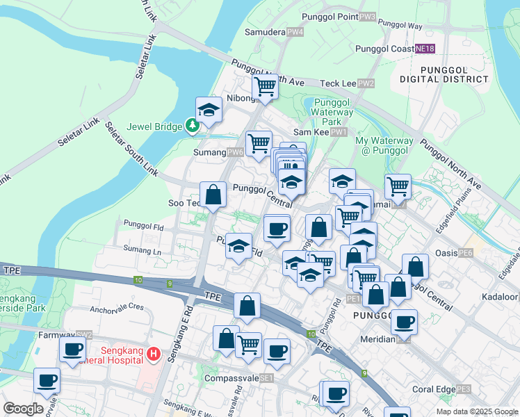 map of restaurants, bars, coffee shops, grocery stores, and more near in Singapore