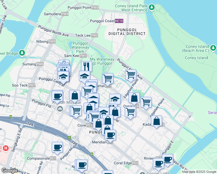 map of restaurants, bars, coffee shops, grocery stores, and more near in Singapore