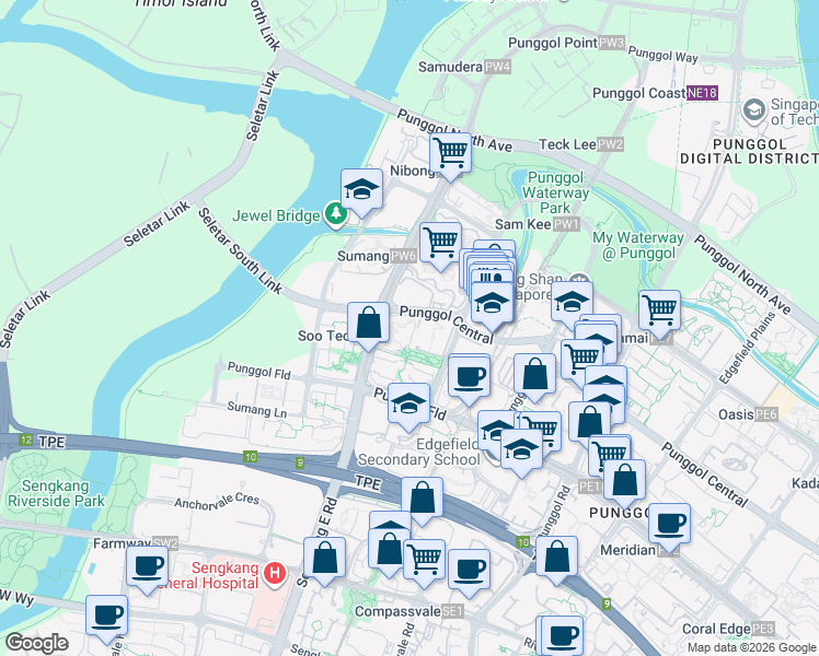 map of restaurants, bars, coffee shops, grocery stores, and more near in Singapore