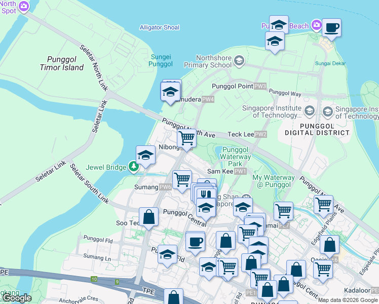 map of restaurants, bars, coffee shops, grocery stores, and more near in Singapore