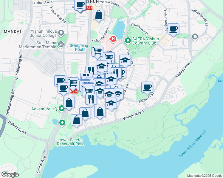 map of restaurants, bars, coffee shops, grocery stores, and more near in Singapore