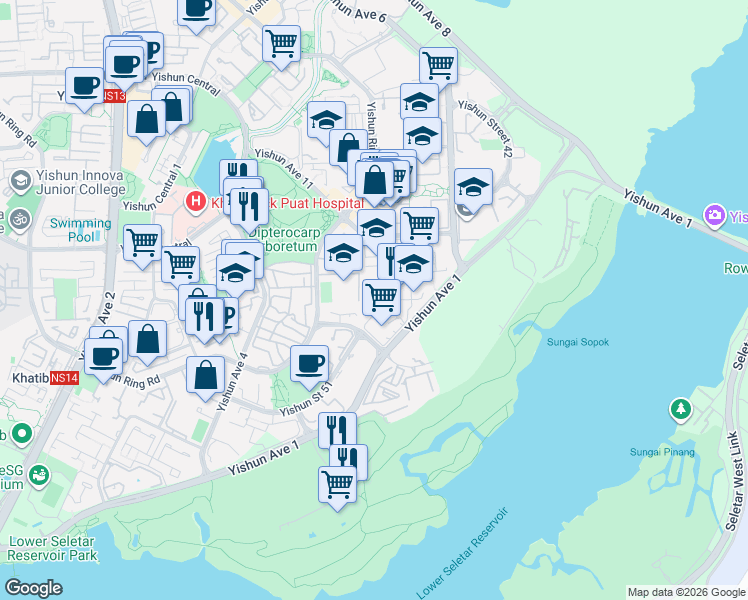 map of restaurants, bars, coffee shops, grocery stores, and more near in Singapore