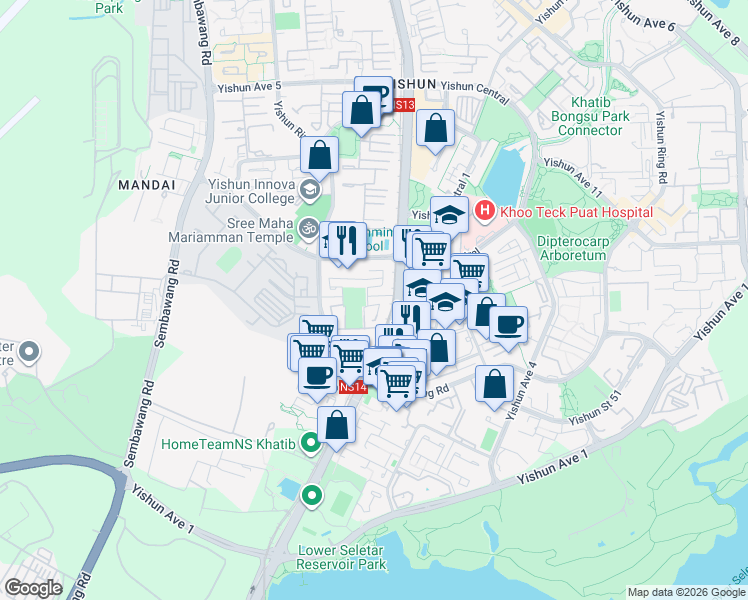 map of restaurants, bars, coffee shops, grocery stores, and more near in Singapore