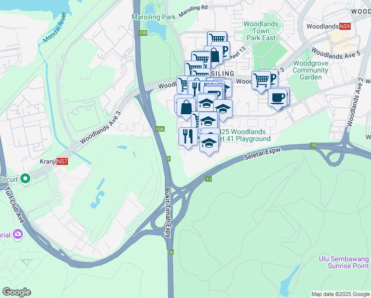 map of restaurants, bars, coffee shops, grocery stores, and more near  in Singapore