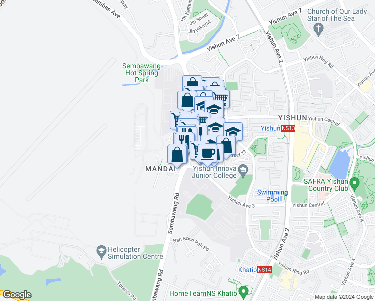 map of restaurants, bars, coffee shops, grocery stores, and more near in Singapore