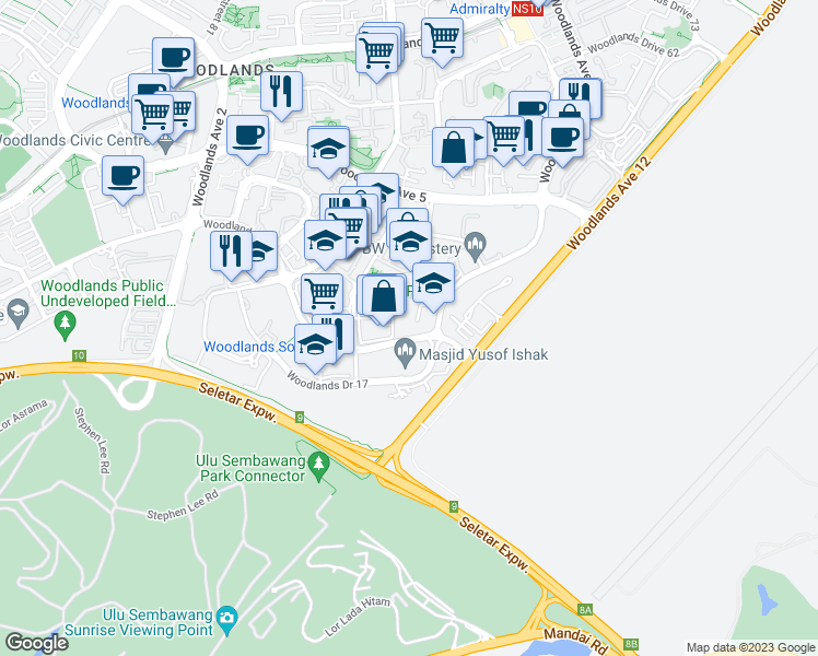 map of restaurants, bars, coffee shops, grocery stores, and more near in Singapore